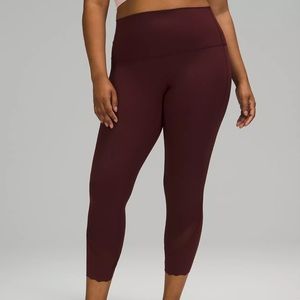Lululemon Wunder Under Scalloped Hem High-Rise Crop 23" - Red Merlot